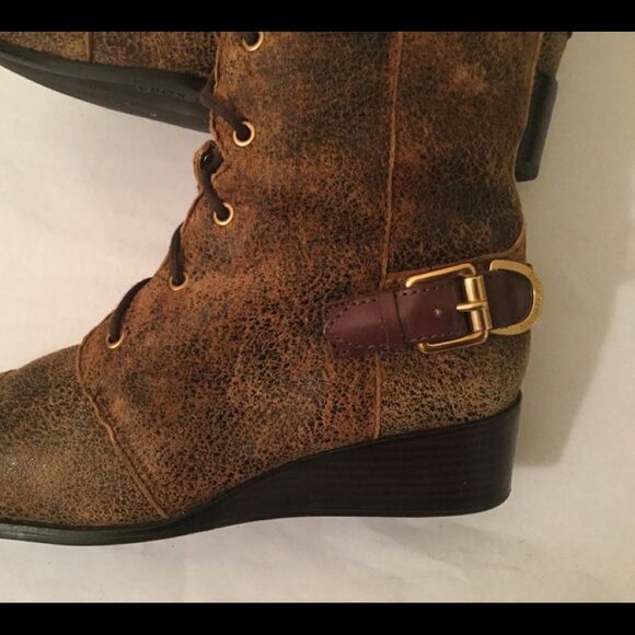 Michael Kors Speckled Leather Suede Lace up Wedge - Picture 8 of 13